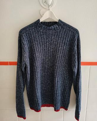 maglione uomo  blu con dettaglio rossi 