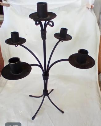 Candelabro ferro battuto a 5 braccia 