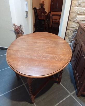 Tavolo consolle in rovere con gambe ripiegabili