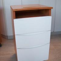 Base con ruote a 3 cassetti ciliegio-beige cm 35