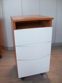 Base con ruote a 3 cassetti ciliegio-beige cm 35