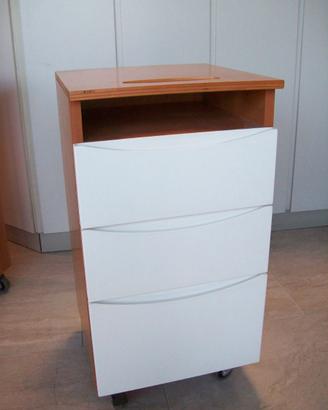 Base con ruote a 3 cassetti ciliegio-beige cm 35