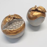 Scatoline in porcellana bianco/oro