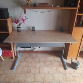 Scrivania Ikea in legno e acciaio con vano fili