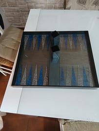 Backgammon artigianale  in resina e glitter