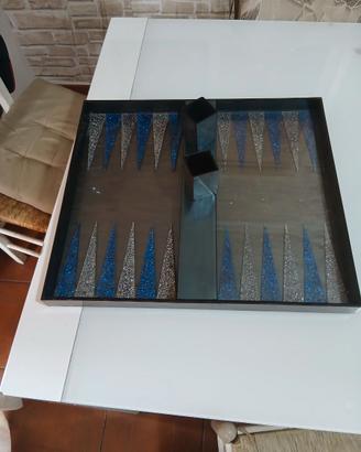 Backgammon artigianale  in resina e glitter