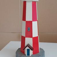 faro legno bianco e rosso 