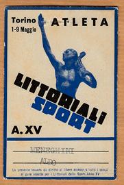 Littoriali sport 1937 Torino tessera atleta (T2)