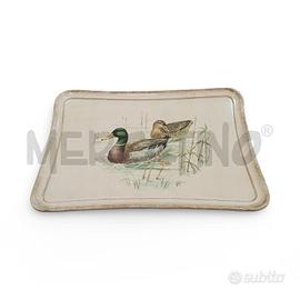 VASSOIO LEGNO VINTAGE CREMA CON SCENA PALUSTRE 52X