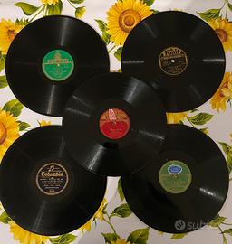 Lotto di 5 dischi 78 giri per grammofono