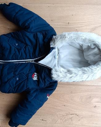 Giubbotto Invernale Neonato Blu Navy con Pelliccia