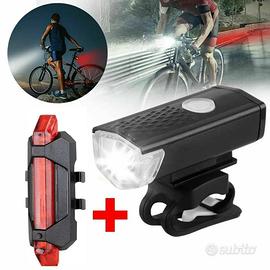 faro led bianco+posteriore rosso ricaribile x bici