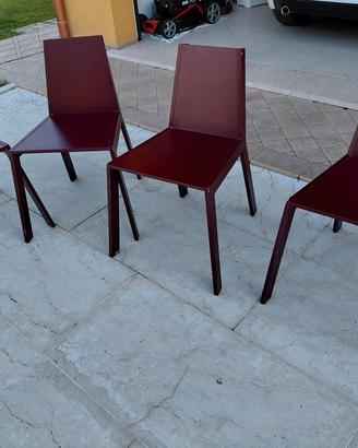 set di 4 sedie in legno bordeaux