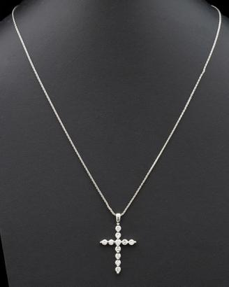 COLLANA CON CIONDOLO CROCE ORO 18KT DIAMANTI0.99CT