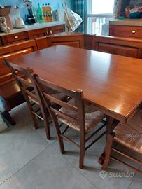 tavolo con panca noce massello