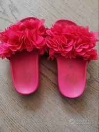 Ciabattine mare/piscina fucsia con fiori Taglia 28