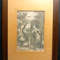 MARATTA Roma 1650ca antica incisione ANNUNCIAZIONE