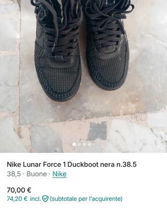 Nike Lunar Force 1 Duckboot nera n.38.5