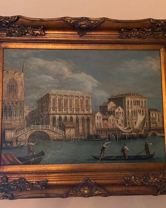 Quadro dipinto a mano con cornice dorata