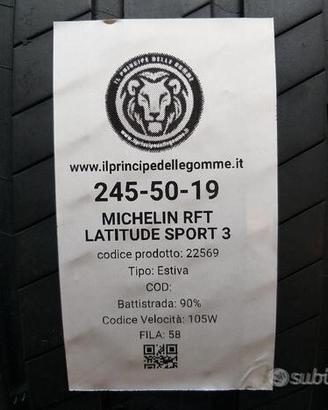 2 gomme 245 50 19 michelin rft a22569