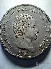5 LIRE CARLO FELICE 1830 TORINO