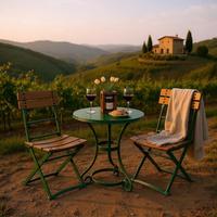 tavolino con sedie da giardino 