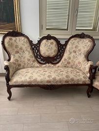 Salotto/Sofa 3 posti epoca vittoriana + 4 poltrone
