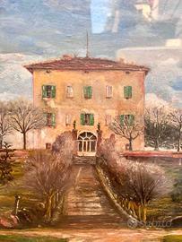 Bambagini dipinto villa toscana con giardino