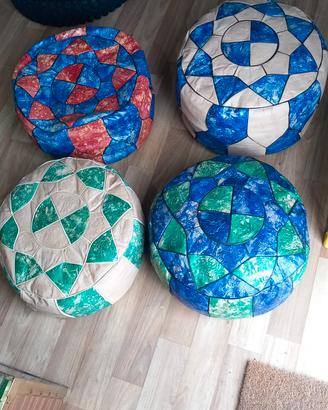 pouf etnici in pelle 
