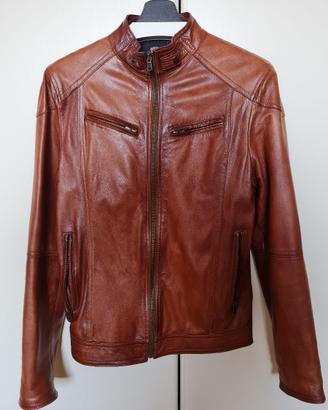 Giacca giubbotto in pelle tabacco