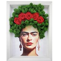 Quadro Frida Kahlo con licheni e Rose Stabilizzate