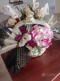 corona di fiori finti e secchi 