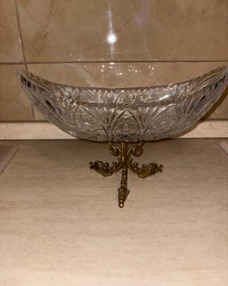 Centrotavola in cristallo e base in ottone
