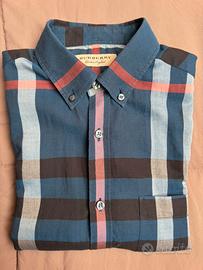 Camicia Burberry quadri check blu rosso taglia m