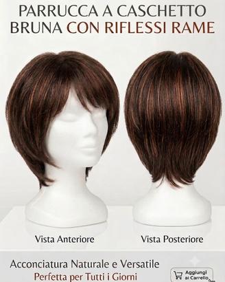 Parrucca sintetica corta castano