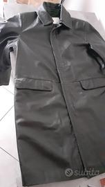 Giaccone lungo uomo in pelle nera