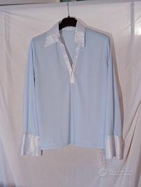Blusa Naracamicie  celeste con dettagli in raso -