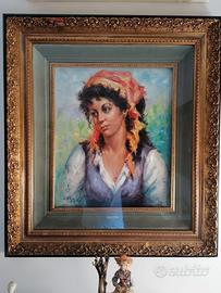 quadro anni 60 70 Raffigurante zingara G. Vitale 