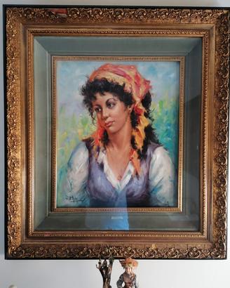 quadro anni 60 70 Raffigurante zingara G. Vitale 