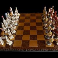 Scacchi egizi vs romani dipinti a mano +scacchiera