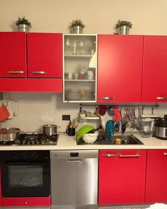 Cucina Moderna Rossa 330 cm con Lavastoviglie e Pi