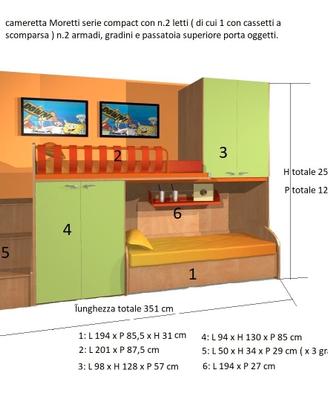 Cameretta Moretti Compact a 2 letti
