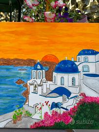 Quadro, Tramonto Santorini 40x40