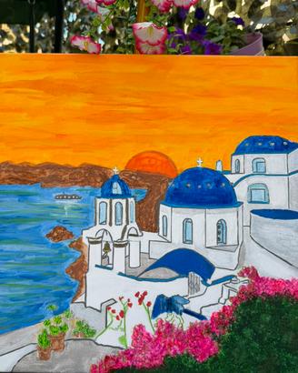 Quadro, Tramonto Santorini 40x40