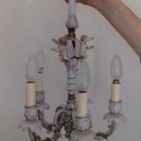 Lampadario Capodimonte porcellana 5 luci anni 70