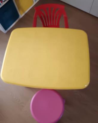 TAVOLINO IN PLASTICA CON DUE SEDIE