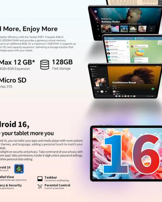 tablet 10 1 pollici 12gb 128gb wifi gps accessori