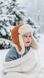 Colbacco vero shearling per bimbo 6/9 mesi Vintage