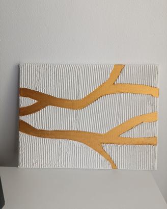 Quadro materico bianco e oro