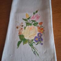 Cortesia/asciugamano per ospiti in lino dipinta 